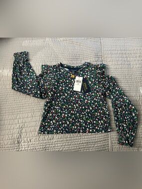 Ralph Lauren Girls Dark Green Floral Long-Sleeve Top